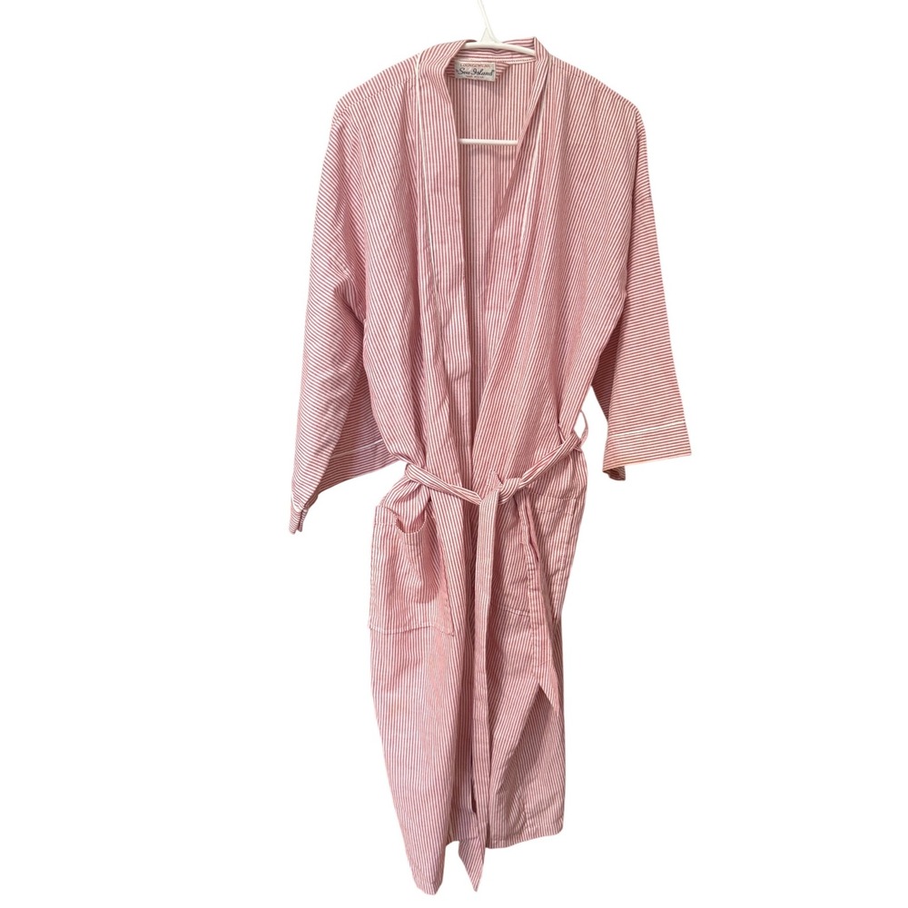 Sea Island‎ Robe Mid Century Striped OS Red White Excellent Loungewear USA Made